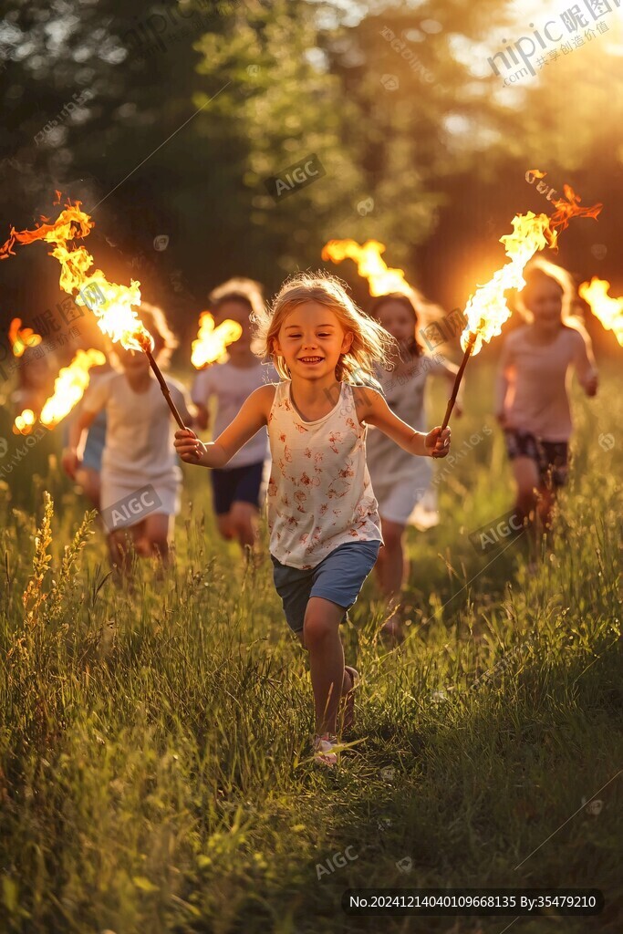 放烟花的小女孩