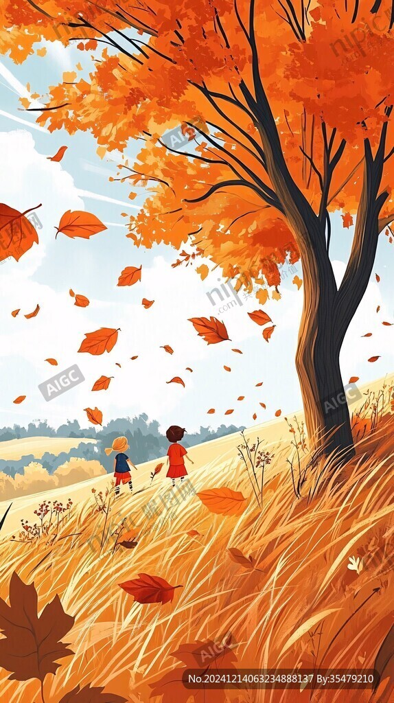 秋天插画秋高气爽