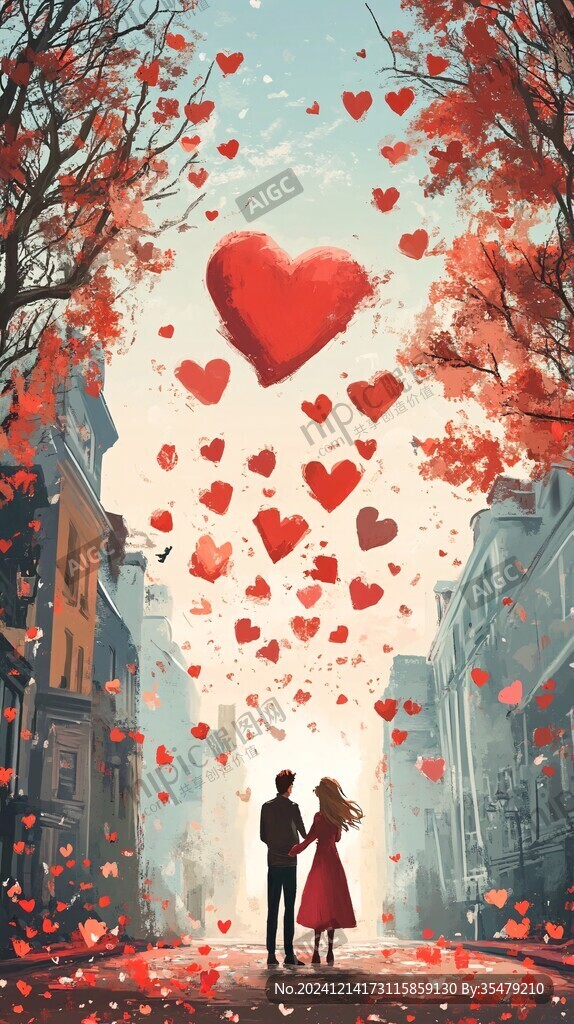 浪漫情侣插画背景