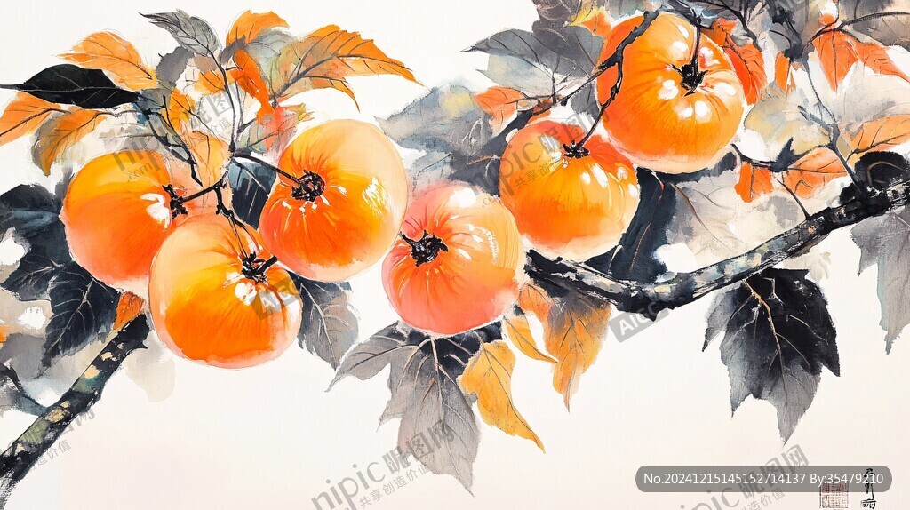 蒲州珠蜜柿插画