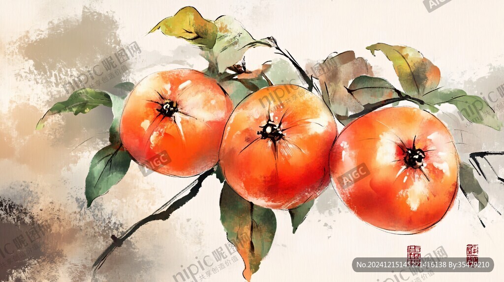 蒲州珠蜜柿插画
