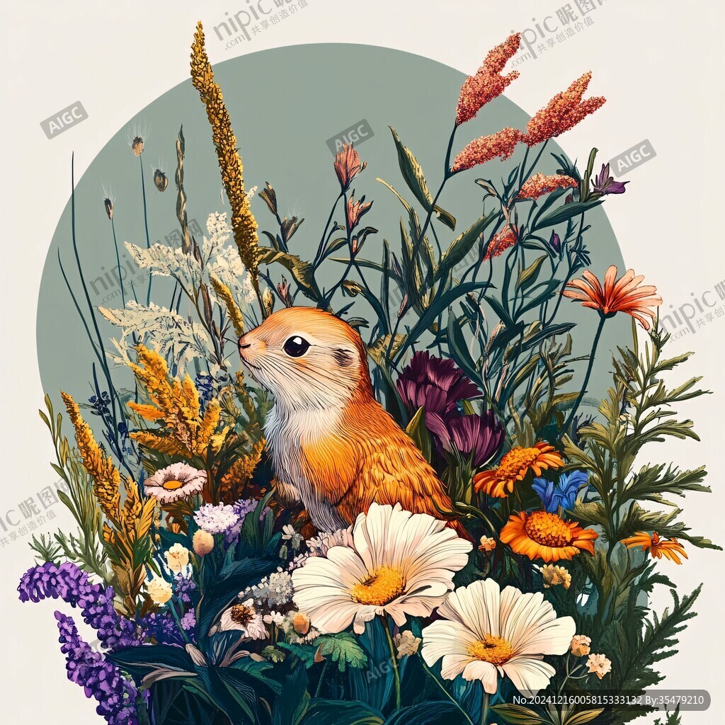 欧美风格鸟花卉