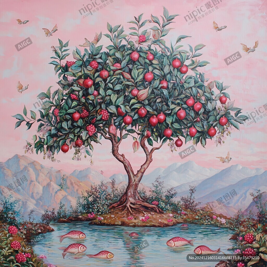 3d立体画苹果树