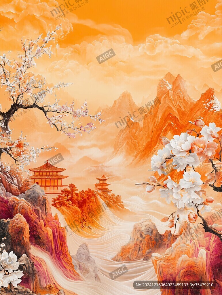 新中式楼阁皇宫山水