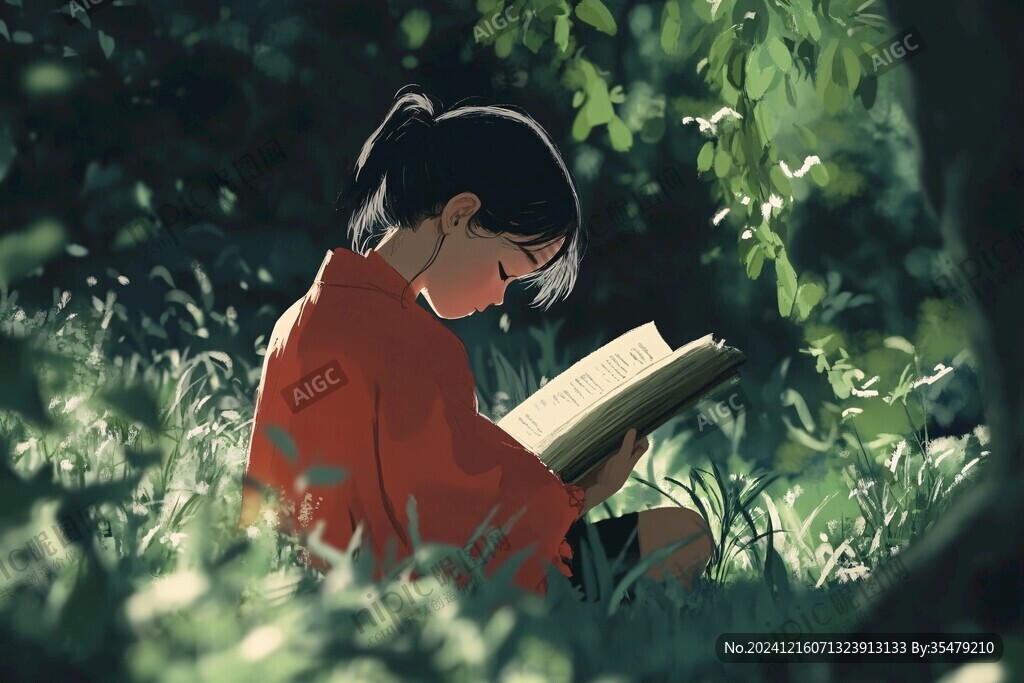 认真读书的女生
