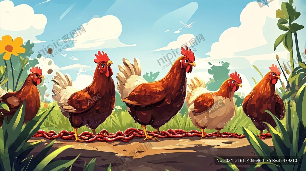 田间鸡插画