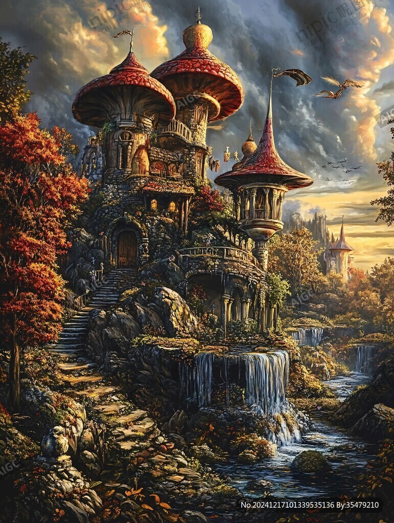 北欧美式天宫风景画