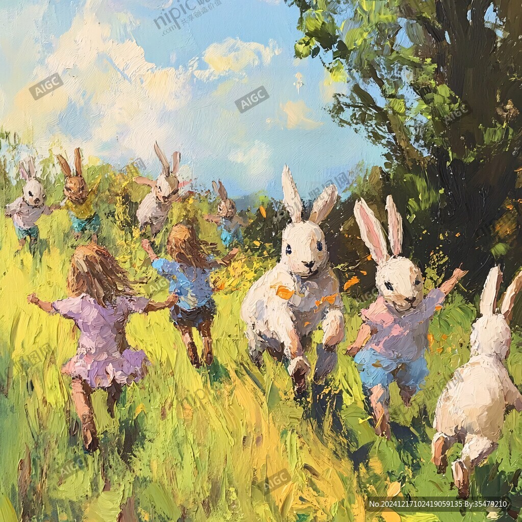 油画兔