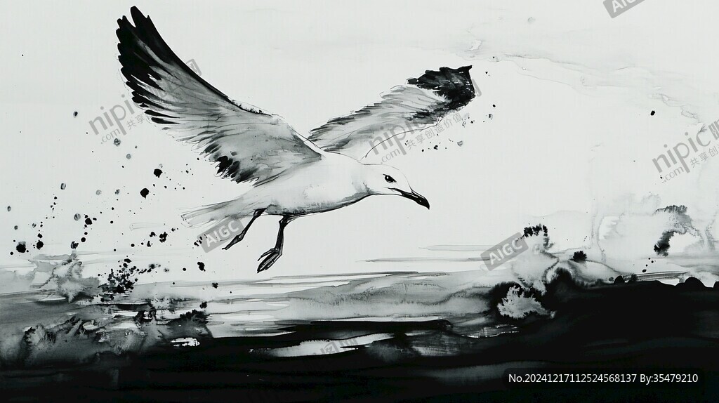 白鹭水鸟水墨装饰画