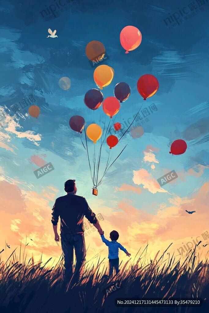 父亲节插画之爸气十足