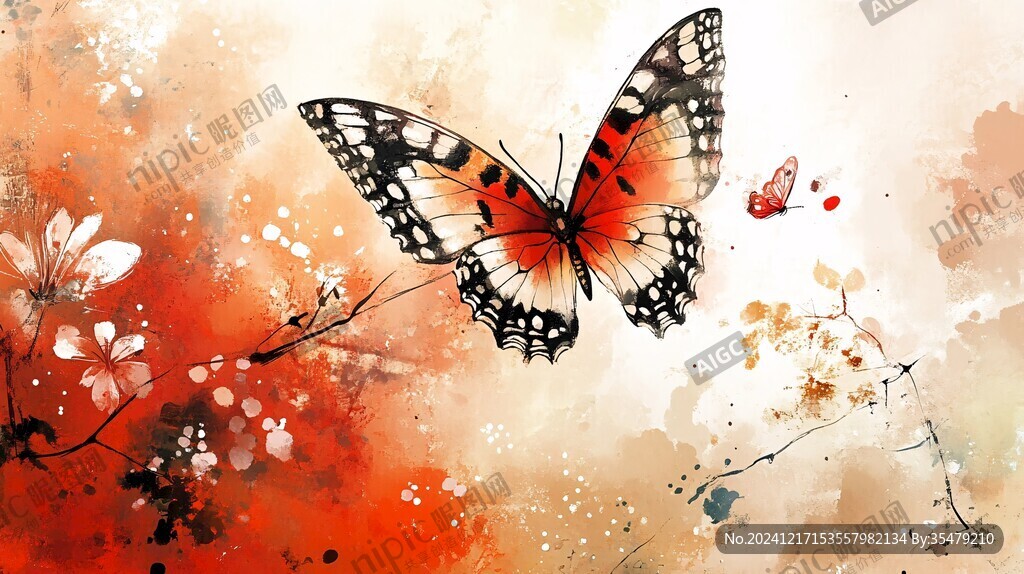 梦幻唯美橙色蝴蝶