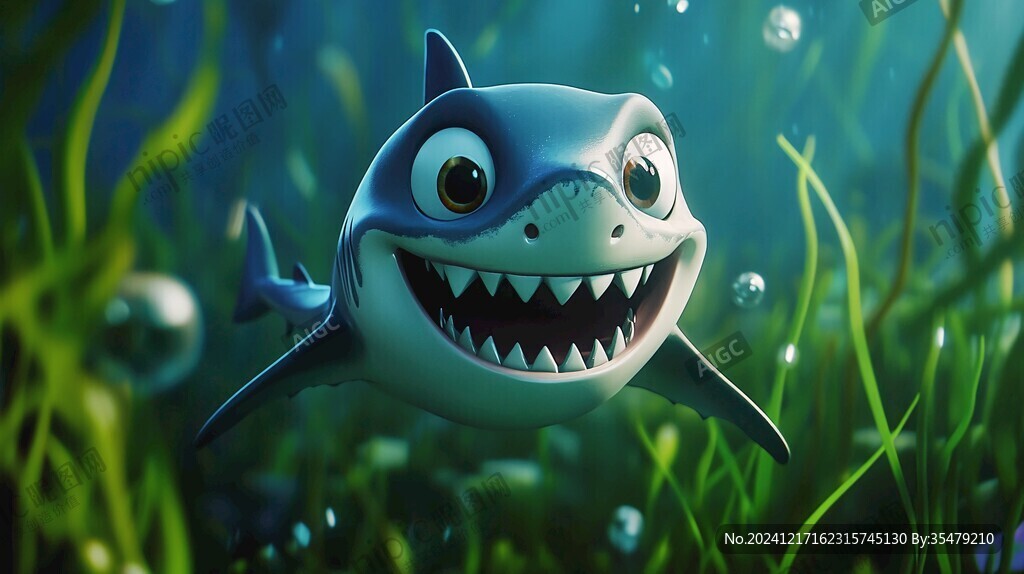 卡通鲨鱼立体画