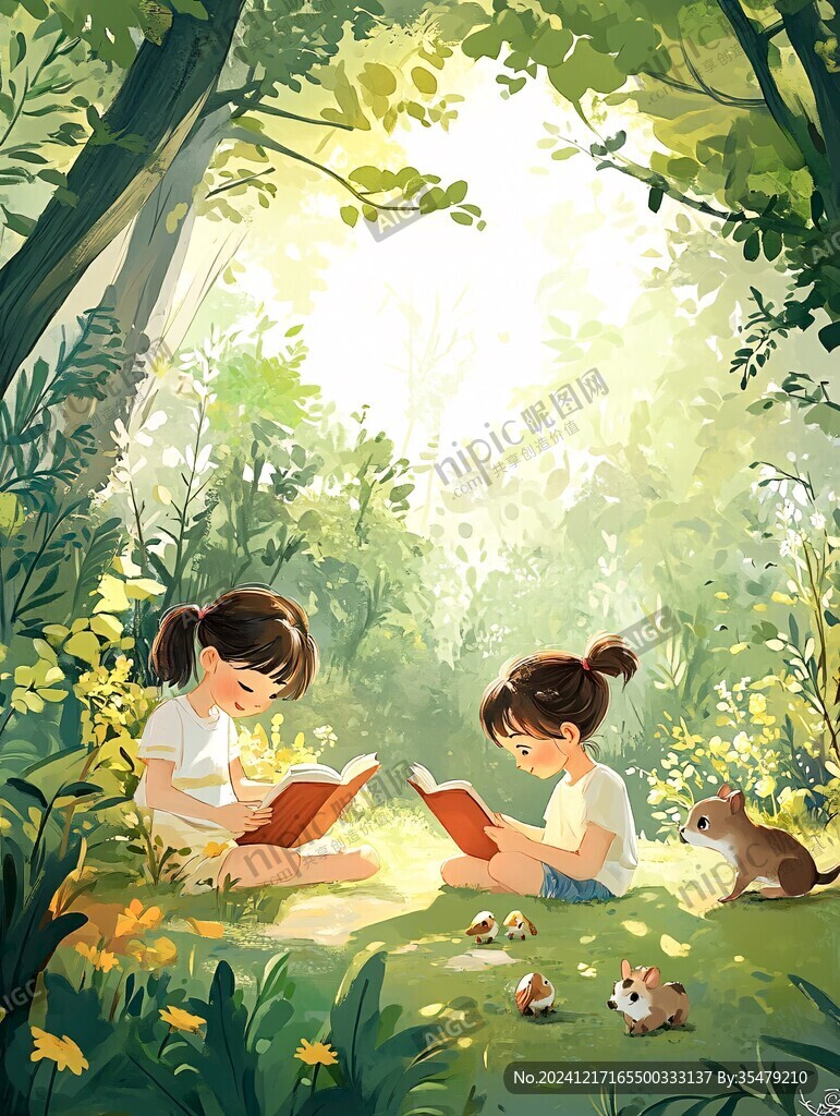 读书儿童插画