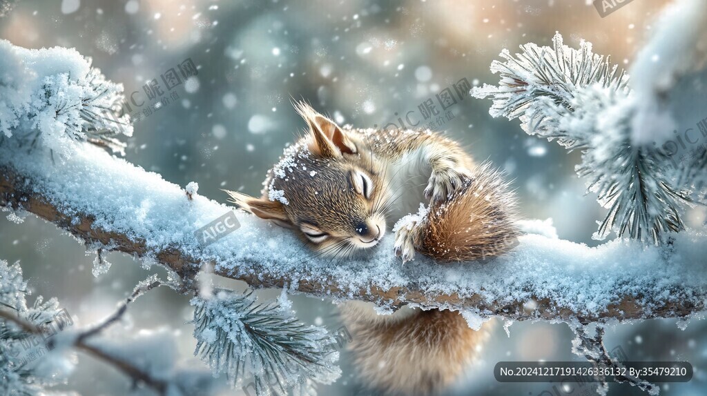 冬眠松鼠装饰画
