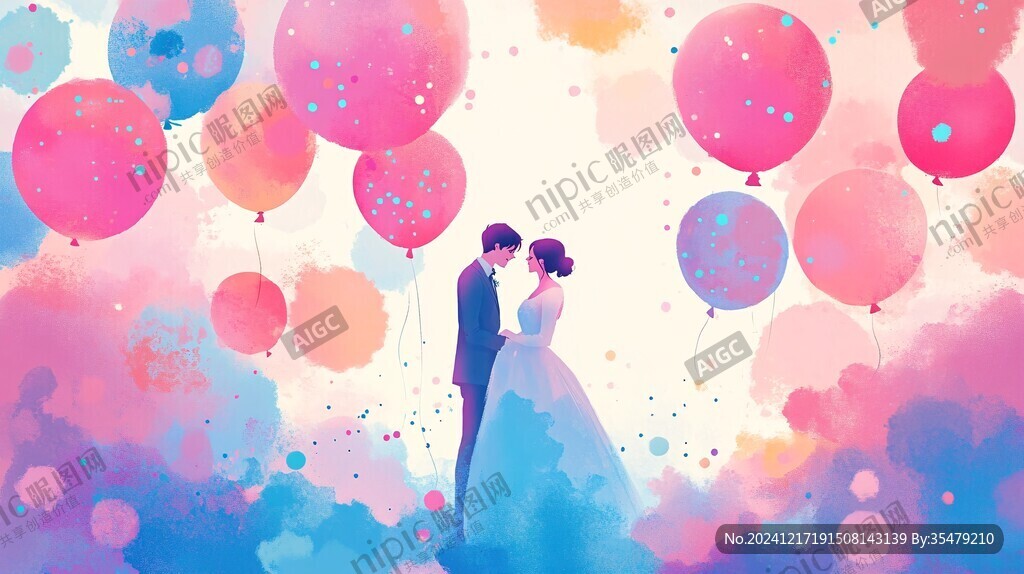 浪漫情侣插画背景
