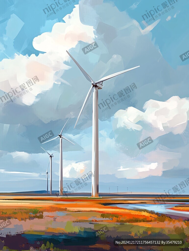 风力发电插画
