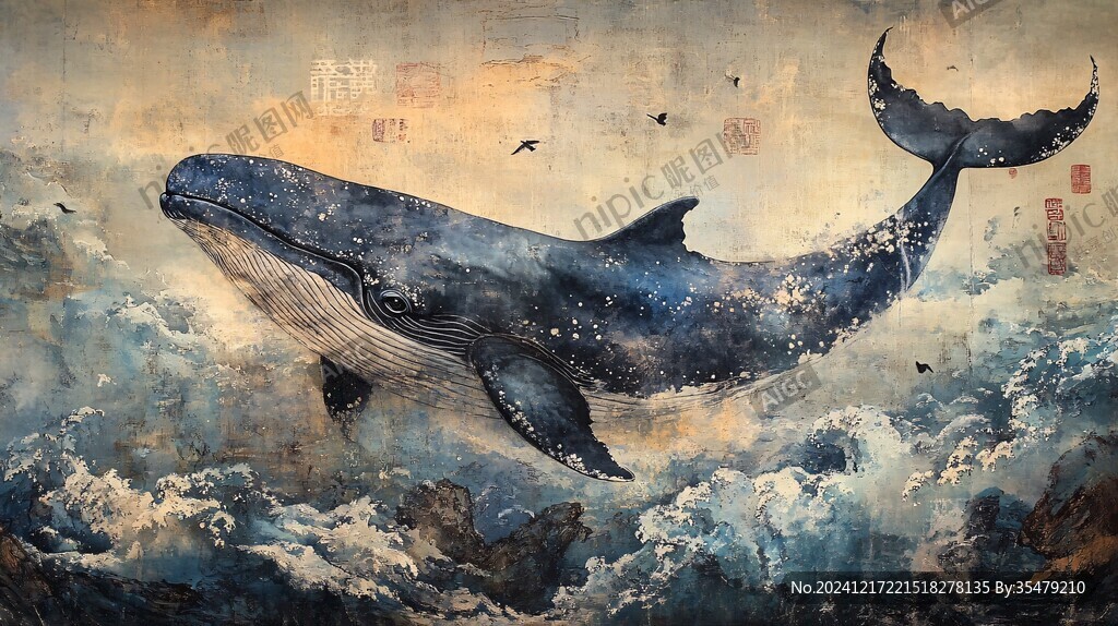 高清手绘鲸鱼