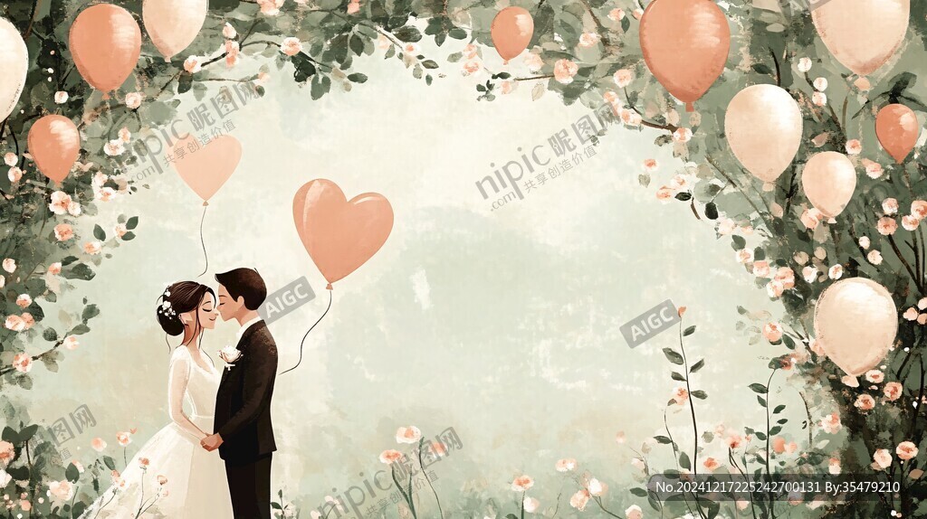浪漫情侣插画背景