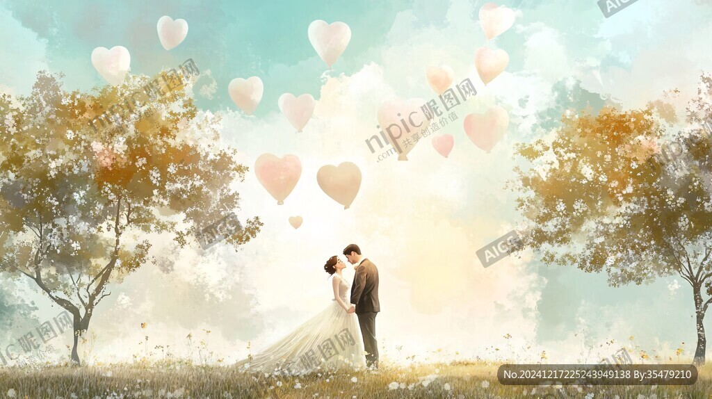 浪漫情侣插画背景