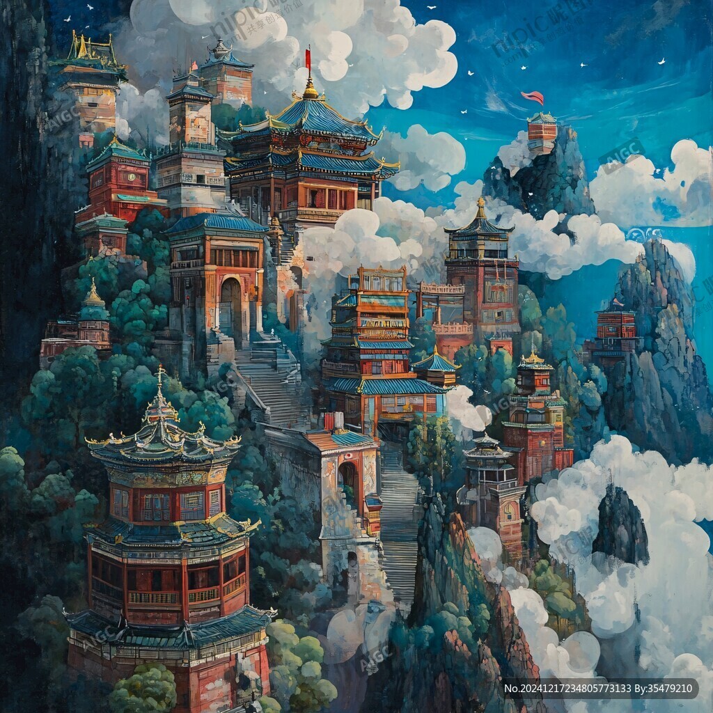 北欧美式天宫风景画
