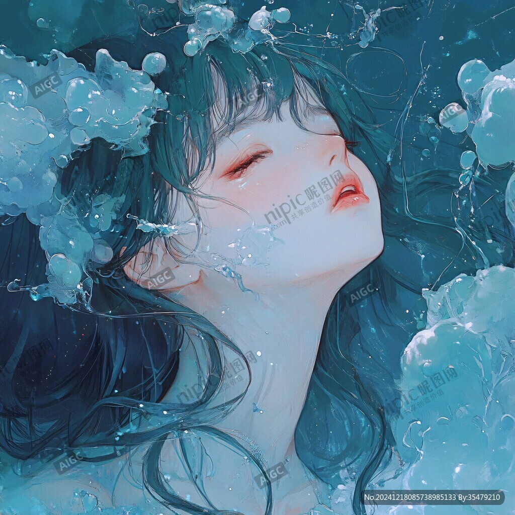 梦幻唯美蓝色系少女