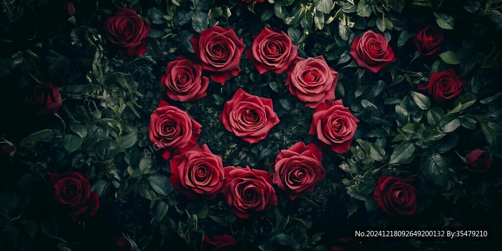 爱心形状玫瑰花背景