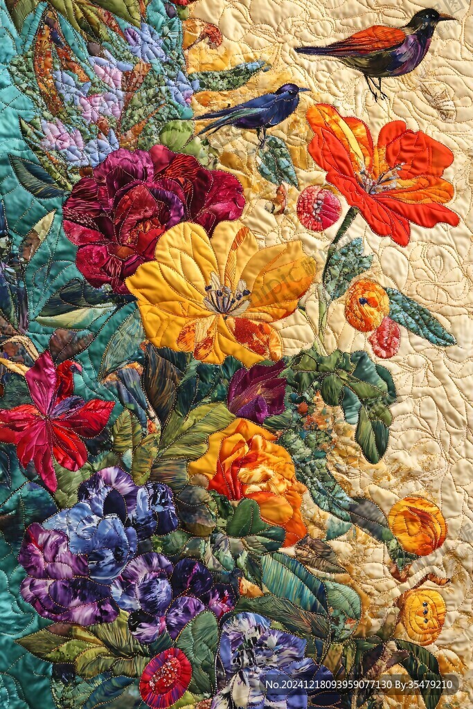 欧美风格鸟花卉