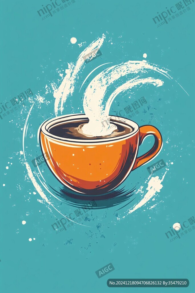 咖啡拉花插画