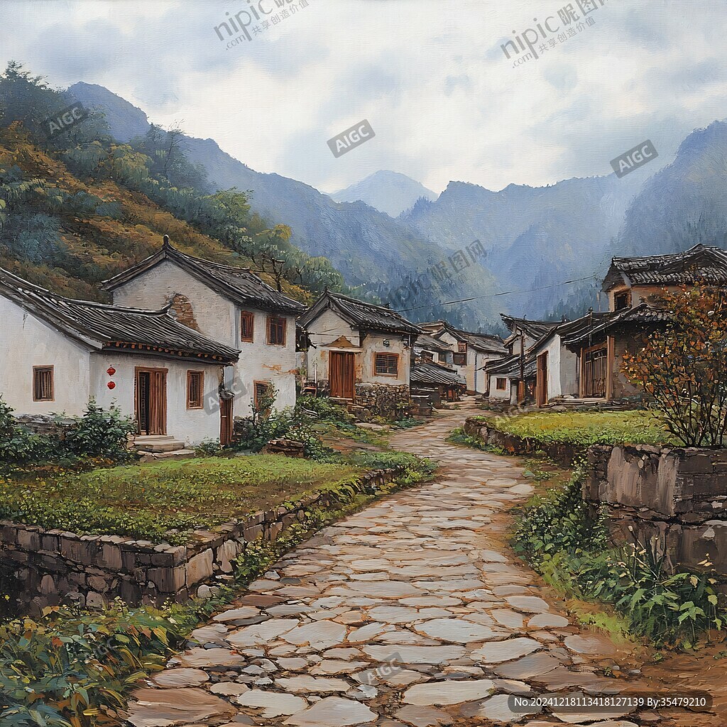 爨底下风情油画