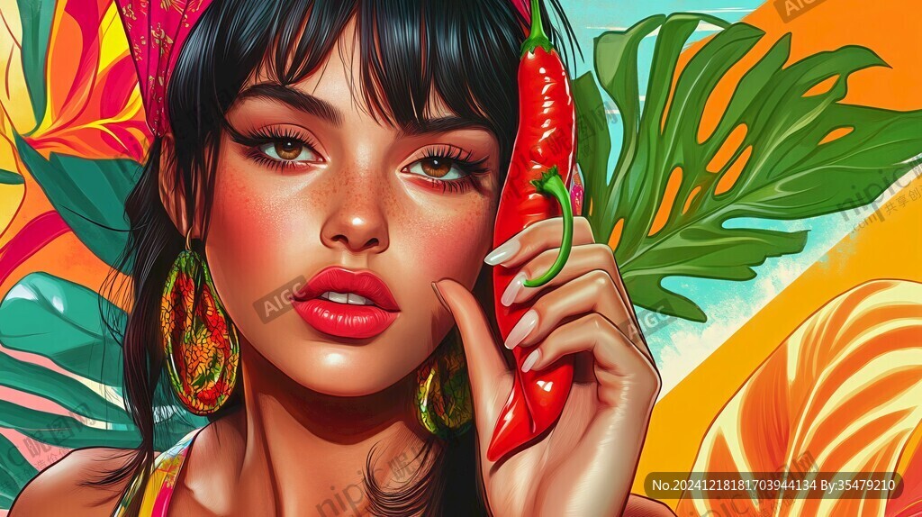 潮流插画美女人物插画