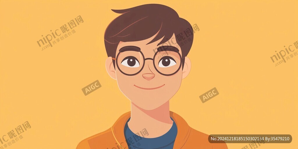 戴眼镜微笑人物