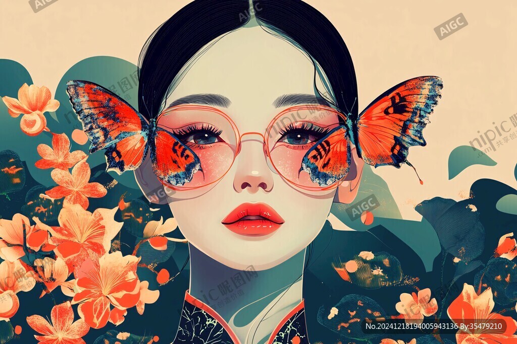 潮流插画美女人物插画