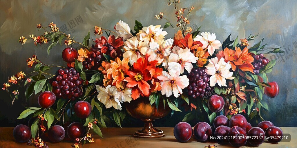花朵水果油画