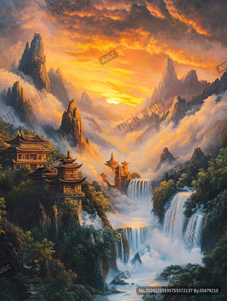 北欧美式天宫风景画