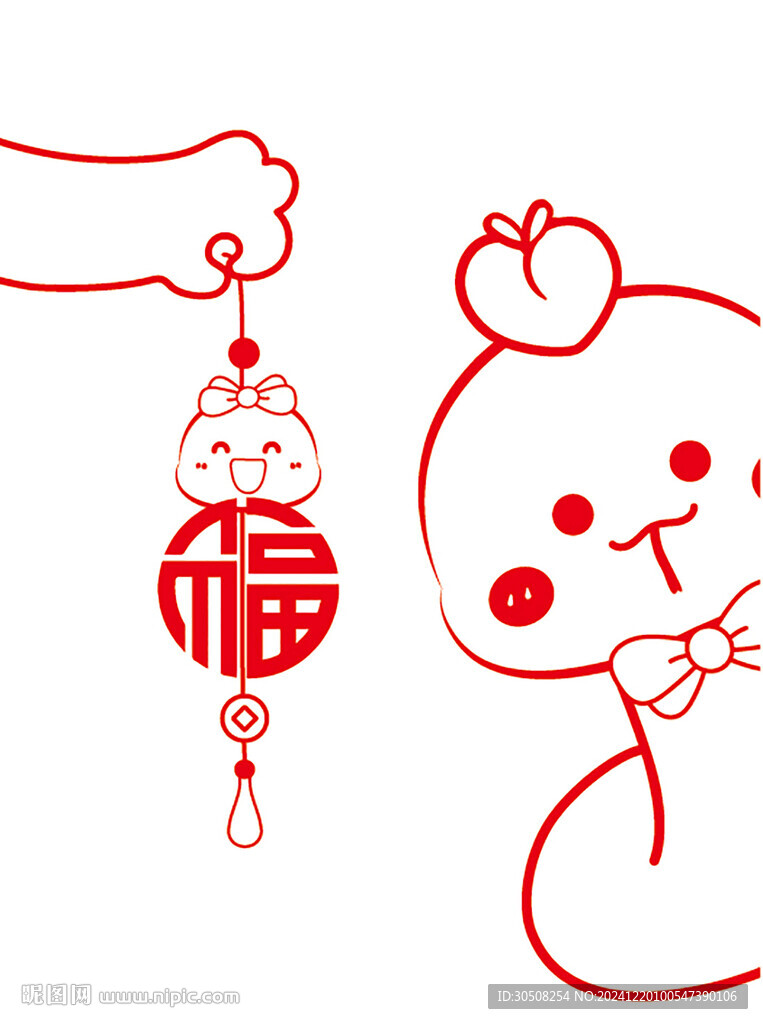 蛇年挂件卡通插画福
