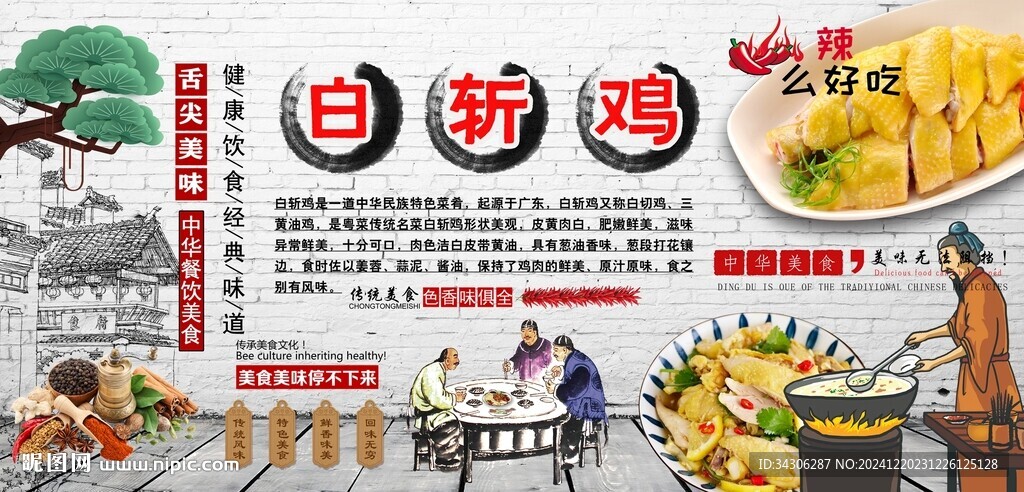 白斩鸡背景墙
