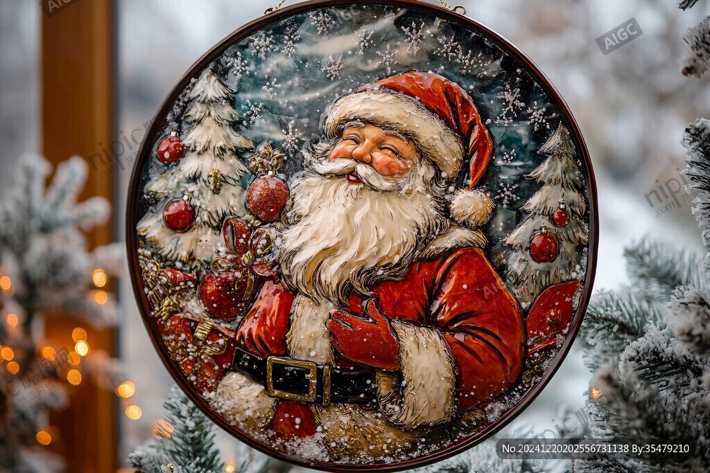 圣诞场景时钟挂画