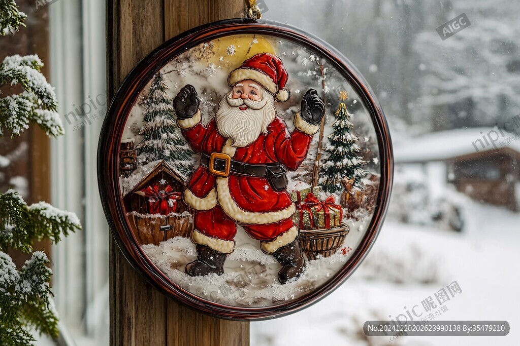 圣诞场景时钟挂画
