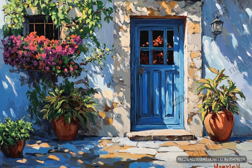 手绘地中海油画