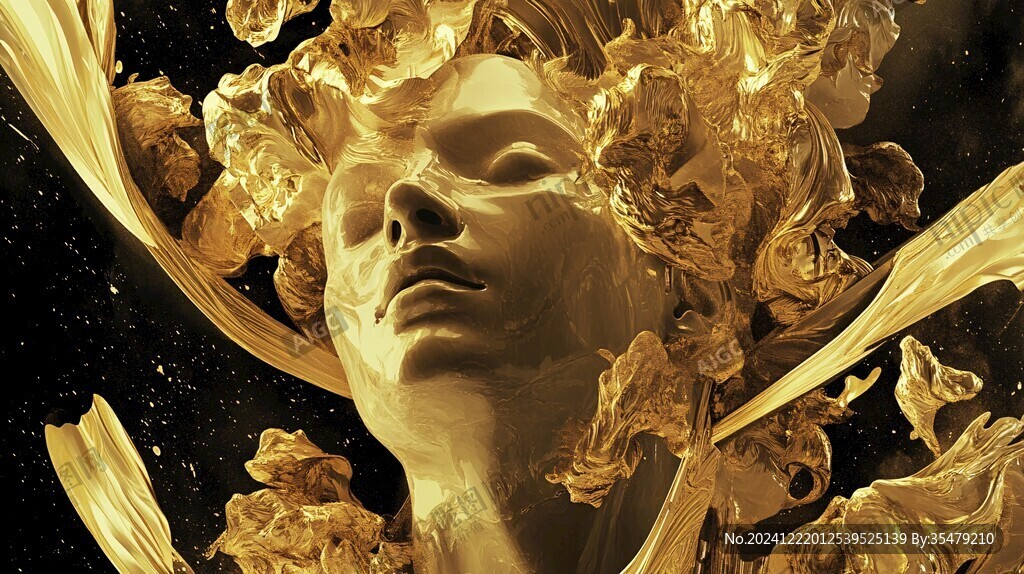 黄金流体艺术画