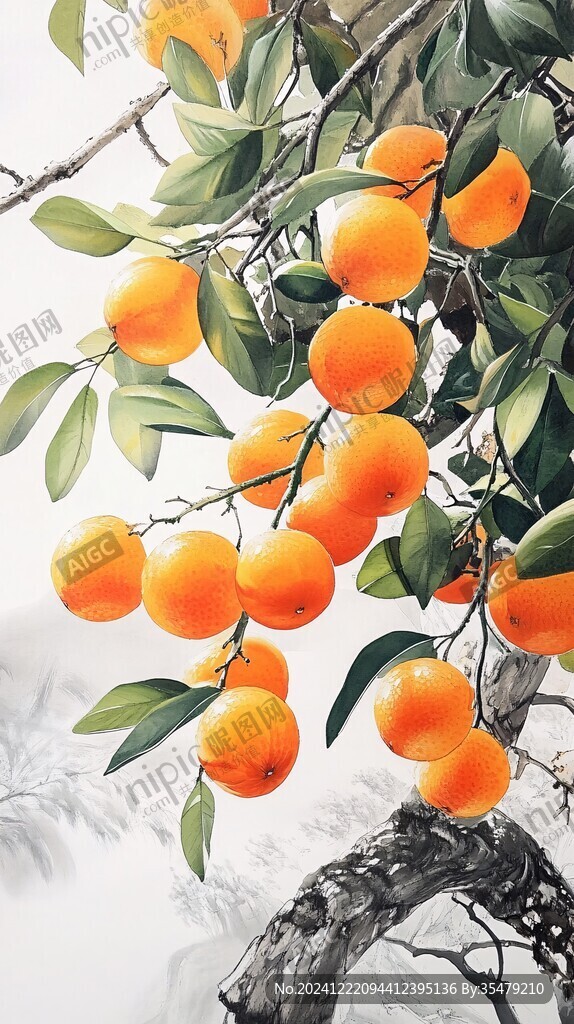 水墨春节年橘电视墙