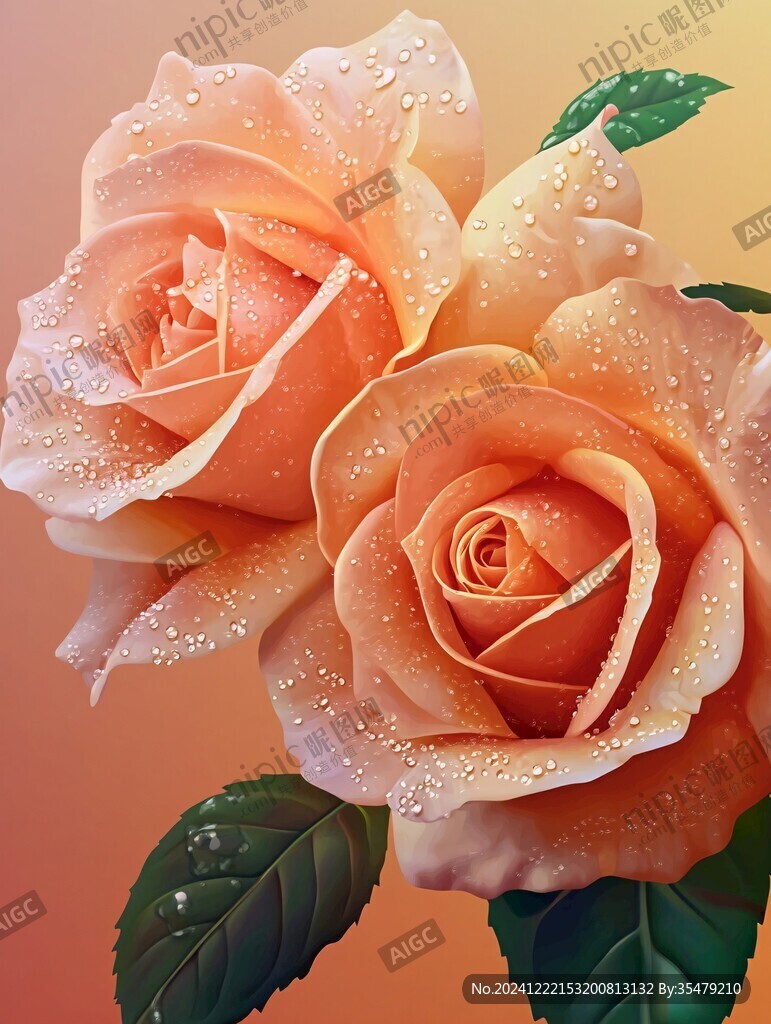 写实手绘玫瑰花素材