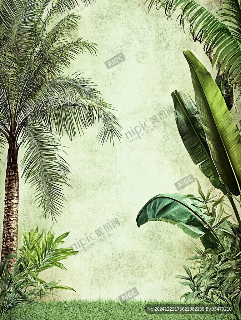 热带风景壁画背景