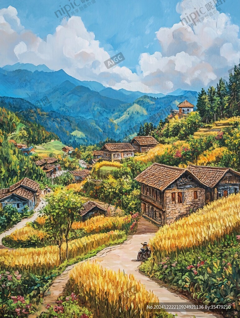 山村油画