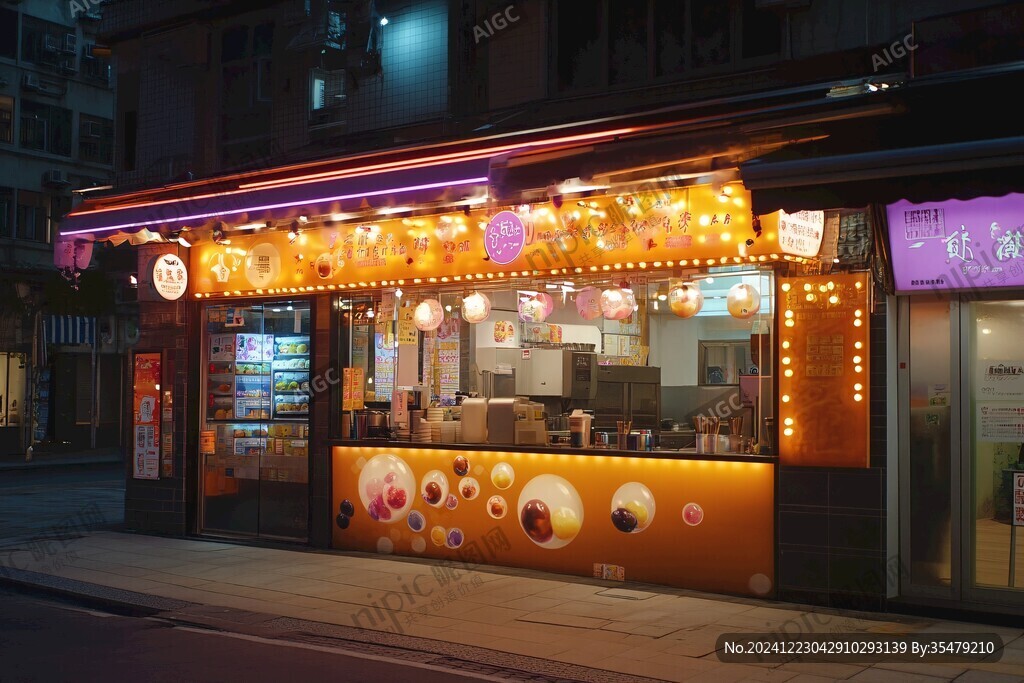 小姐姐奶茶门头设计