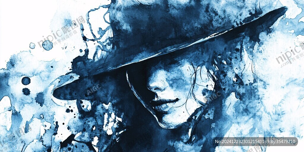 唯美抽象画水彩画女人