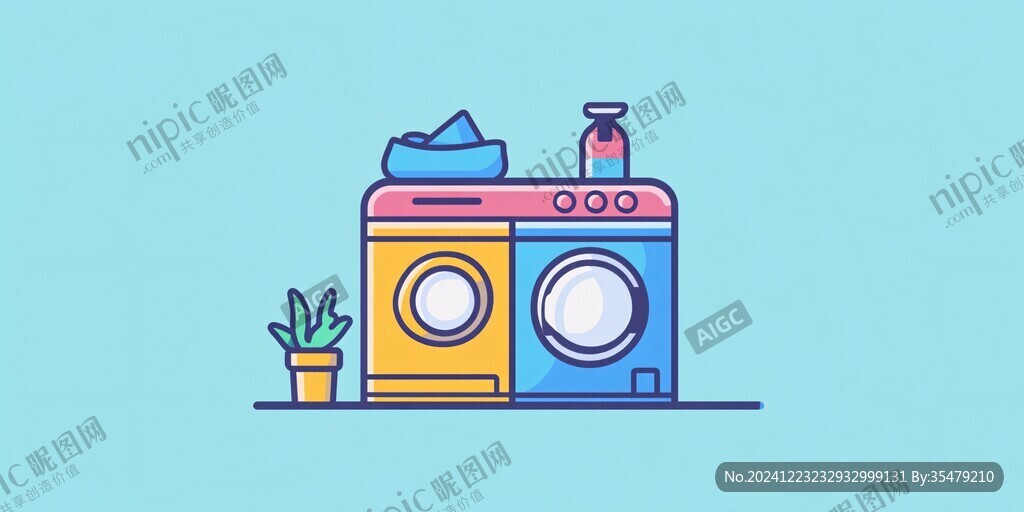 洗衣素材插画标志图