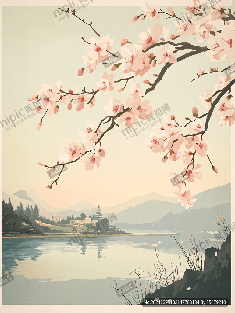 桃花风景画