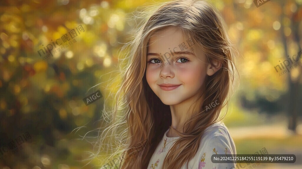 怡然自得的小女孩壁纸