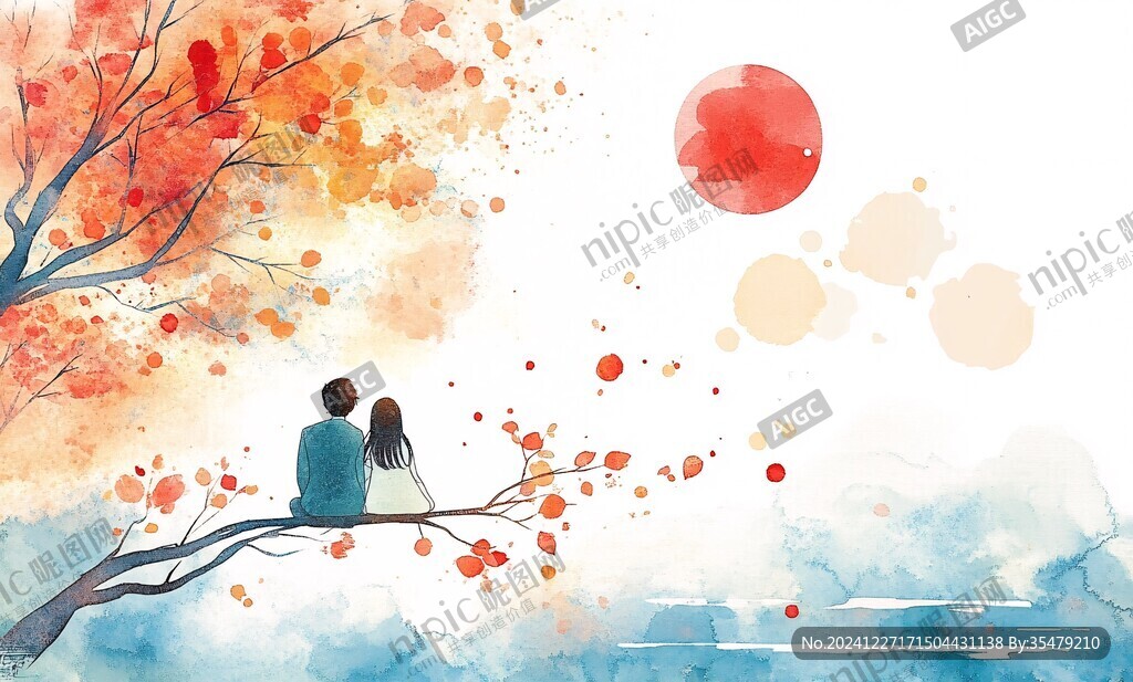 浪漫情侣插画背景